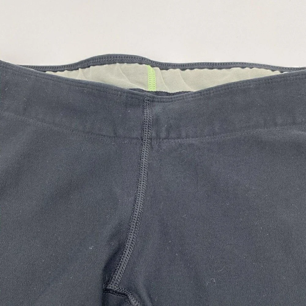 Nike Running Dri-Fit Womens Small Black Lime Green Cropped Leggings